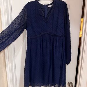 Navy, V-Neck Maternity Dress